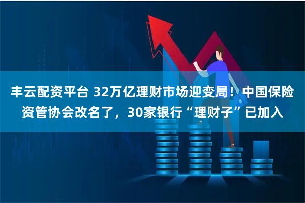 丰云配资平台 32万亿理财市场迎变局!中国保险资管协会改名了,30家银行“理财子”已加入